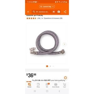 Everbilt 4 ft. Stainless Steel Braided Elbow Hose (2-Pack)